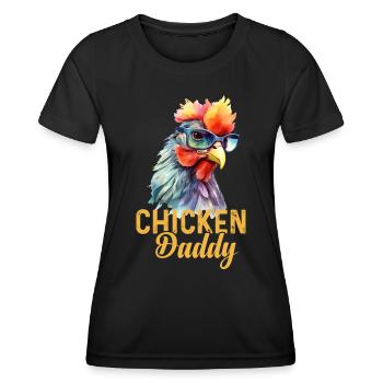 Un drôle de papa poulet avec des lunettes de soleil - T-shirt sport Femme - noir - Devant - AI Model Female 172 light (172cm)