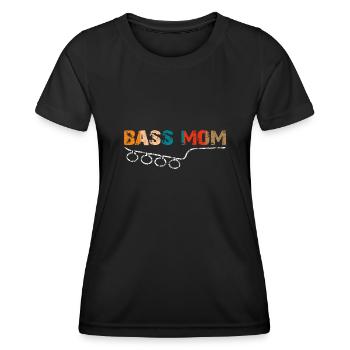 Mom plays bass with vintage bass clef - Women's Functional T-Shirt - black - Front - AI Model Female 172 light (172cm)