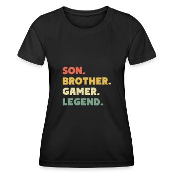 Légende du gamer fils frère - T-shirt sport Femme - noir - Devant - AI Model Female 172 light (172cm)