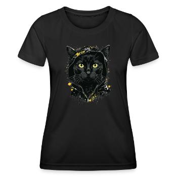 Katzenkopf Schwarze Katze Bombay Happy Cat Katzen - Frauen Funktions-T-Shirt - Schwarz - Vorne - AI Model Female 172 light (172cm)