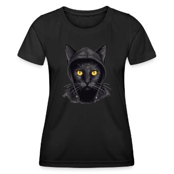 Katzenkopf Schwarze Katze Bombay Happy Cat Katzen - Frauen Funktions-T-Shirt - Schwarz - Vorne - AI Model Female 172 light (172cm)
