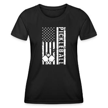 Pickleball Is My Therpy USA Flag Pickleballer - Women's Functional T-Shirt - black - Front - AI Model Female 172 light (172cm)