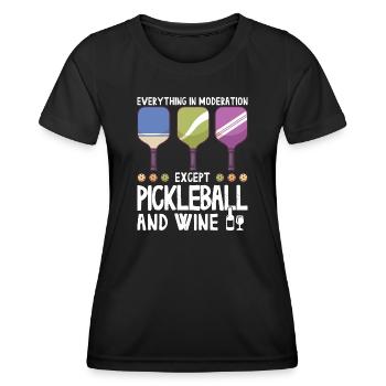 Pickleball und Wein für Pickle Ball, Was That out - Frauen Funktions-T-Shirt - Schwarz - Vorne - AI Model Female 172 light (172cm)