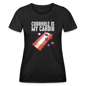 Cornhole Is My Cardio Corn Hole Säcke Cornhole - Frauen Funktions-T-Shirt - Schwarz - Vorne - AI Model Female 172 light (172cm)
