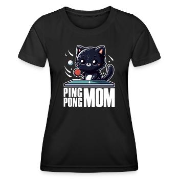 Table Tennis Katze Pingpong Black Cat Mom Outfit - T-shirt sport Femme - noir - Devant - AI Model Female 172 light (172cm)