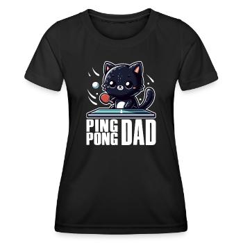 Table Tennis Katze Pingpong Black Cat Dad Outfit - T-shirt sport Femme - noir - Devant - AI Model Female 172 light (172cm)