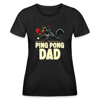Table Tennis Katze Pingpong Black Cat Dad Outfit - T-shirt sport Femme - noir - Devant - AI Model Female 172 light (172cm)