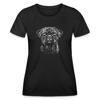 Pug Portrait Dog Dog - Women's Functional T-Shirt - black - Front - AI Model Female 172 light (172cm)