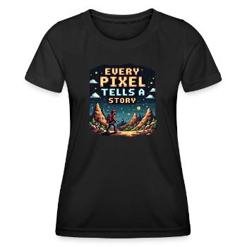 Chaque pixel raconte une histoire - Retro Gaming - T-shirt sport Femme - noir - Devant - AI Model Female 172 light (172cm)