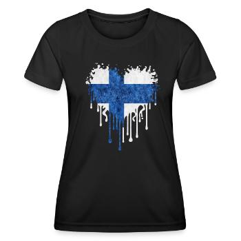 Finland Heart T-Shirt – For true Suomi fans! - Women's Functional T-Shirt - black - Front - AI Model Female 172 light (172cm)