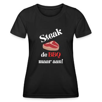 Steak le barbecue mais sur un t-shirt barbecue - T-shirt sport Femme - noir - Devant - AI Model Female 172 light (172cm)