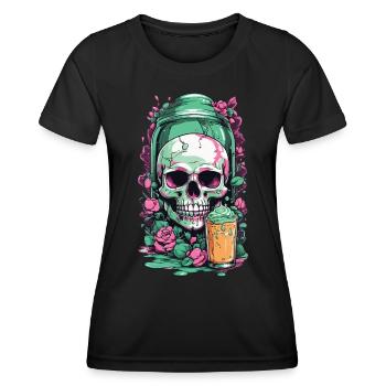 Gothic Skull Pastel Poison Halloween Design - Frauen Funktions-T-Shirt - Schwarz - Vorne - AI Model Female 172 light (172cm)