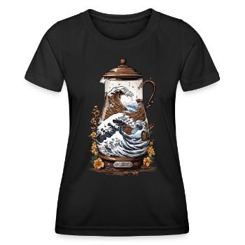 Kaffeeliebhaber Vintage Japan Style Kaffee - Frauen Funktions-T-Shirt - Schwarz - Vorne - AI Model Female 172 light (172cm)