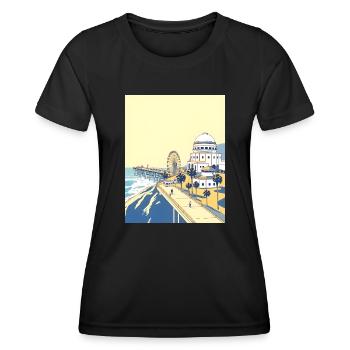 Retro Los Angeles Santa Monica Pier - Frauen Funktions-T-Shirt - Schwarz - Vorne - AI Model Female 172 light (172cm)