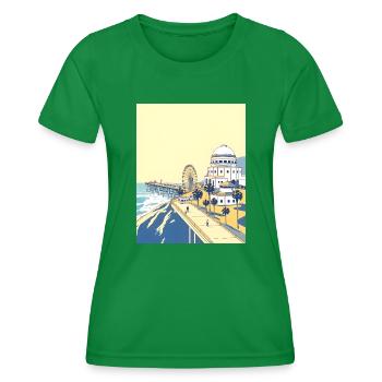 Retro Los Angeles Santa Monica Pier - Frauen Funktions-T-Shirt - Kelly Green - Vorne - AI Model Female 172 dark (172cm)
