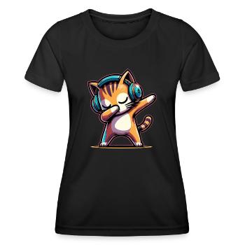 Dabbing Cat - Women's Functional T-Shirt - black - Front - AI Model Female 172 light (172cm)