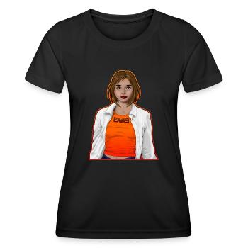 Jolie femme avec chemise avec cadre orange - T-shirt sport Femme - noir - Devant - AI Model Female 172 light (172cm)