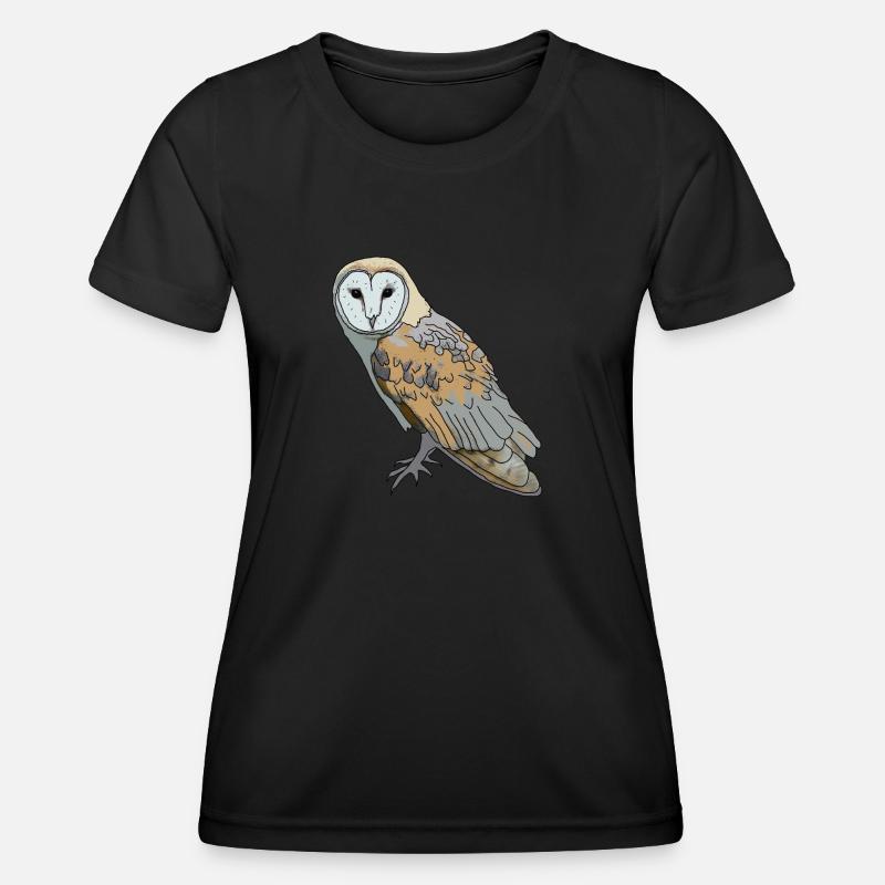 Owl - Barn Owl - Women's Functional T-Shirt - black