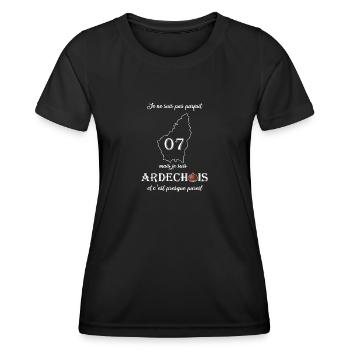 Cadeau homme ardeche 07 Je ne suis pas parfait - T-shirt sport Femme - noir - Devant - AI Model Female 172 light (172cm)