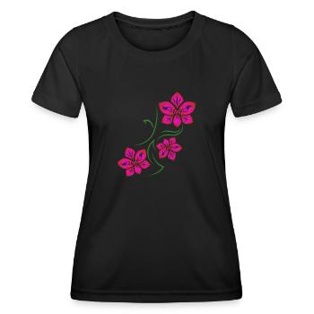 Amoureux des fleurs de tatouage d'orchidées d'Hawaï - T-shirt sport Femme - noir - Devant - AI Model Female 172 light (172cm)