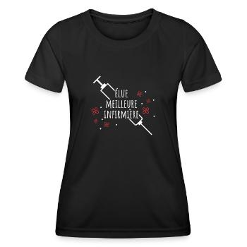 Élue meilleure infirmière - T-shirt sport Femme - noir - Devant - AI Model Female 172 light (172cm)