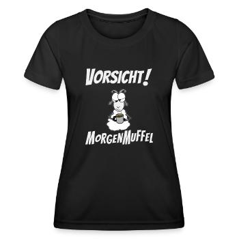 Vorsicht Morgenmuffel - Frauen Funktions-T-Shirt - Schwarz - Vorne - AI Model Female 172 light (172cm)
