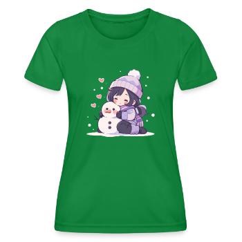 Süßer Weihnachts Schneemann Mädchen Winter-Design - Frauen Funktions-T-Shirt - Kelly Green - Vorne - AI Model Female 172 dark (172cm)