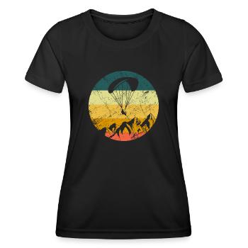 Retro Paragliding Vintage Paragleiter Gleitschirm - Frauen Funktions-T-Shirt - Schwarz - Vorne - AI Model Female 172 light (172cm)