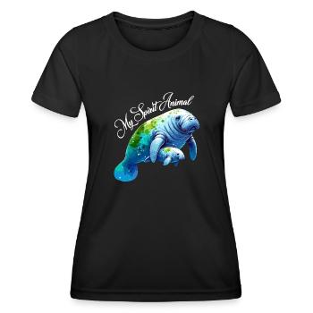 Seekuh mit Kalb mein Spirit Animal - Frauen Funktions-T-Shirt - Schwarz - Vorne - AI Model Female 172 light (172cm)