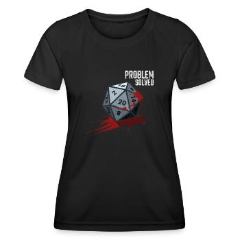 D20 Würfel - Problem solved - Frauen Funktions-T-Shirt - Schwarz - Vorne - AI Model Female 172 light (172cm)