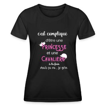 c'est compliqué princesse et cavalière humour - T-shirt sport Femme - noir - Devant - AI Model Female 172 light (172cm)