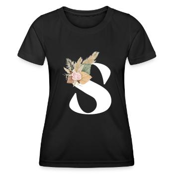 Buchstabe S blumig - Frauen Funktions-T-Shirt - Schwarz - Vorne - AI Model Female 172 light (172cm)