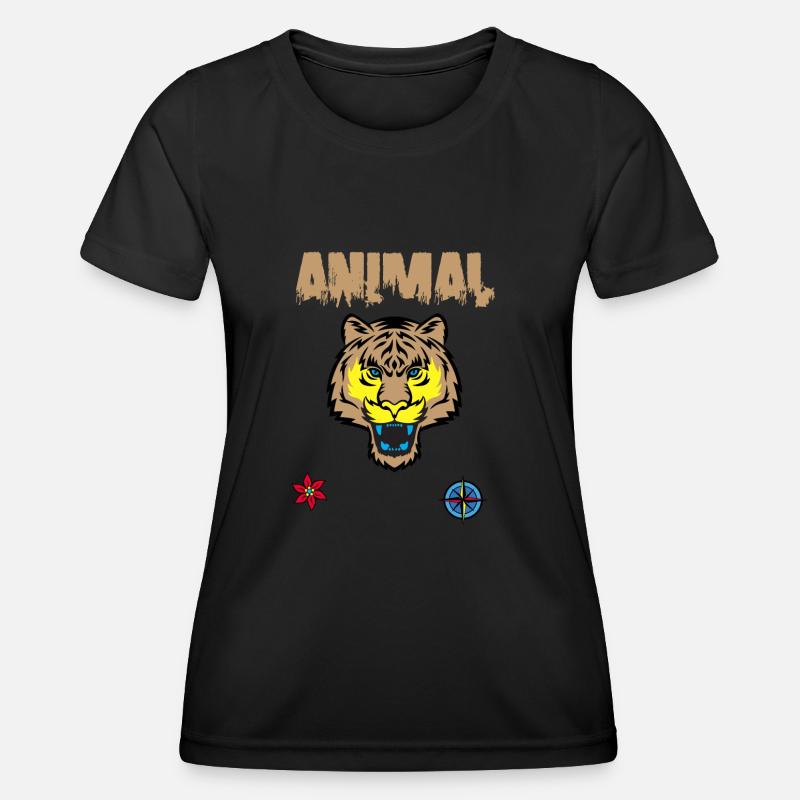 tiger face drawing - Women's Functional T-Shirt - black