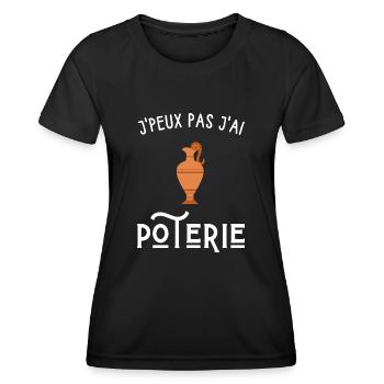 je peux pas j'ai poterie - T-shirt sport Femme - noir - Devant - AI Model Female 172 light (172cm)