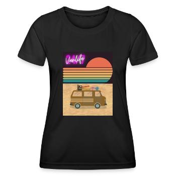 Van at the Beach - Frauen Funktions-T-Shirt - Schwarz - Vorne - AI Model Female 172 light (172cm)