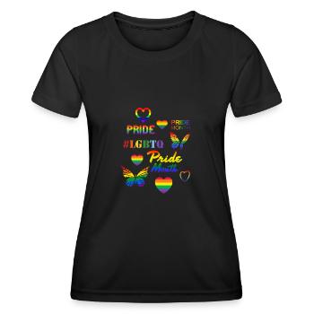 Mois de la fierté gay LGBT Amour arc-en-ciel gay - T-shirt sport Femme - noir - Devant - AI Model Female 172 light (172cm)