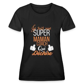 Maman Coach Déchire : Un Cadeau d'Humour - T-shirt sport Femme - noir - Devant - AI Model Female 172 light (172cm)