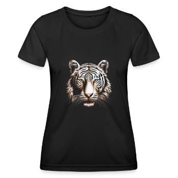 Impression sur toile Dynamic Op Art Tiger - T-shirt sport Femme - noir - Devant - AI Model Female 172 light (172cm)