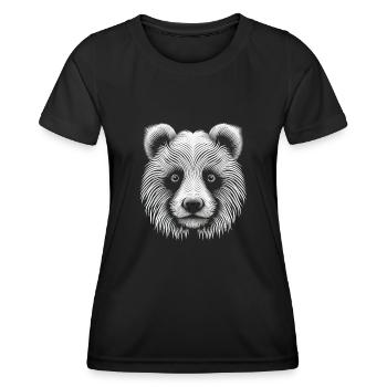 Enchanteur Op Art Panda Portrait toile - T-shirt sport Femme - noir - Devant - AI Model Female 172 light (172cm)