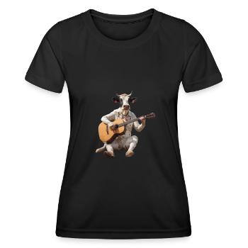 Kuh Ochse Gitarre - Frauen Funktions-T-Shirt - Schwarz - Vorne - AI Model Female 172 light (172cm)