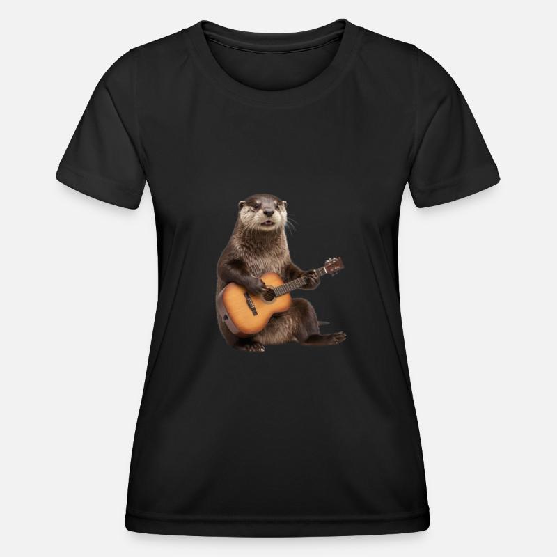 Groundhog Guitar Otter - Women's Functional T-Shirt - black