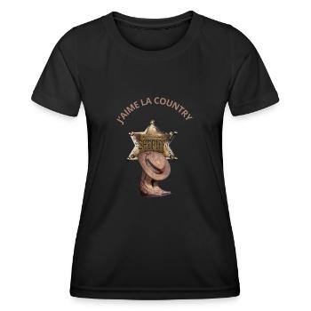 J’aime la country - T-shirt sport Femme - noir - Devant - AI Model Female 172 light (172cm)
