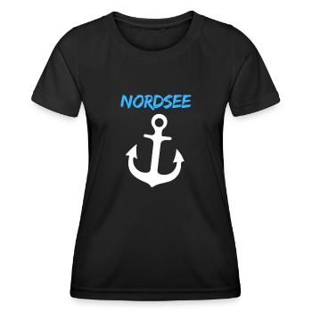 Nordsee - Frauen Funktions-T-Shirt - Schwarz - Vorne - AI Model Female 172 light (172cm)
