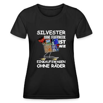 Feuerwerk Einkaufswagen ohne Räder - Frauen Funktions-T-Shirt - Schwarz - Vorne - AI Model Female 172 light (172cm)