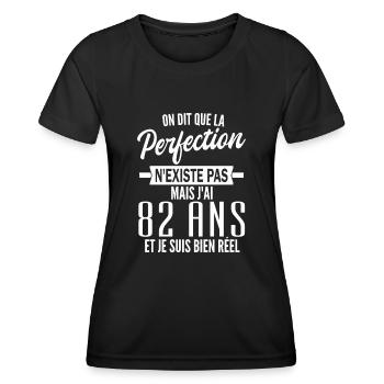 t-shirt 82 ans / anniversaire 82 ans / j'ai 82 ans - T-shirt sport Femme - noir - Devant - AI Model Female 172 light (172cm)