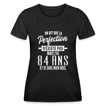 t-shirt 84 ans / anniversaire 84 ans / j'ai 84 ans - T-shirt sport Femme - noir - Devant - AI Model Female 172 light (172cm)