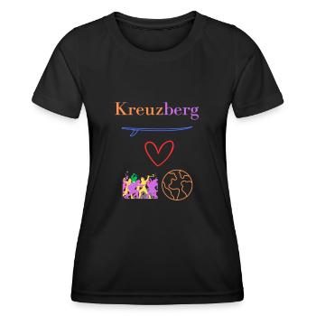 Kreuzberg 36, Kiez - Boof - Hood, Berlin Kreuzberg - Frauen Funktions-T-Shirt - Schwarz - Vorne - AI Model Female 172 light (172cm)