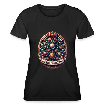 Joyeux Noël Sapin de Noël - T-shirt sport Femme - noir - Devant - AI Model Female 172 light (172cm)