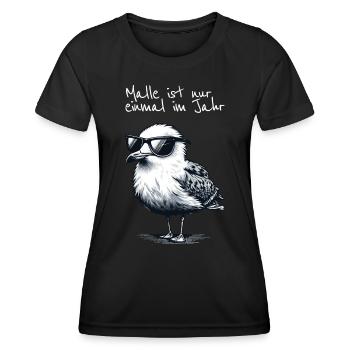 Malle's Only Once a Year Mallorca Seagull Shirt - Women's Functional T-Shirt - black - Front - AI Model Female 172 light (172cm)