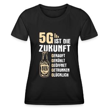 5G ist die Zukunft Bier Biertrinker Bierflasche - Frauen Funktions-T-Shirt - Schwarz - Vorne - AI Model Female 172 light (172cm)